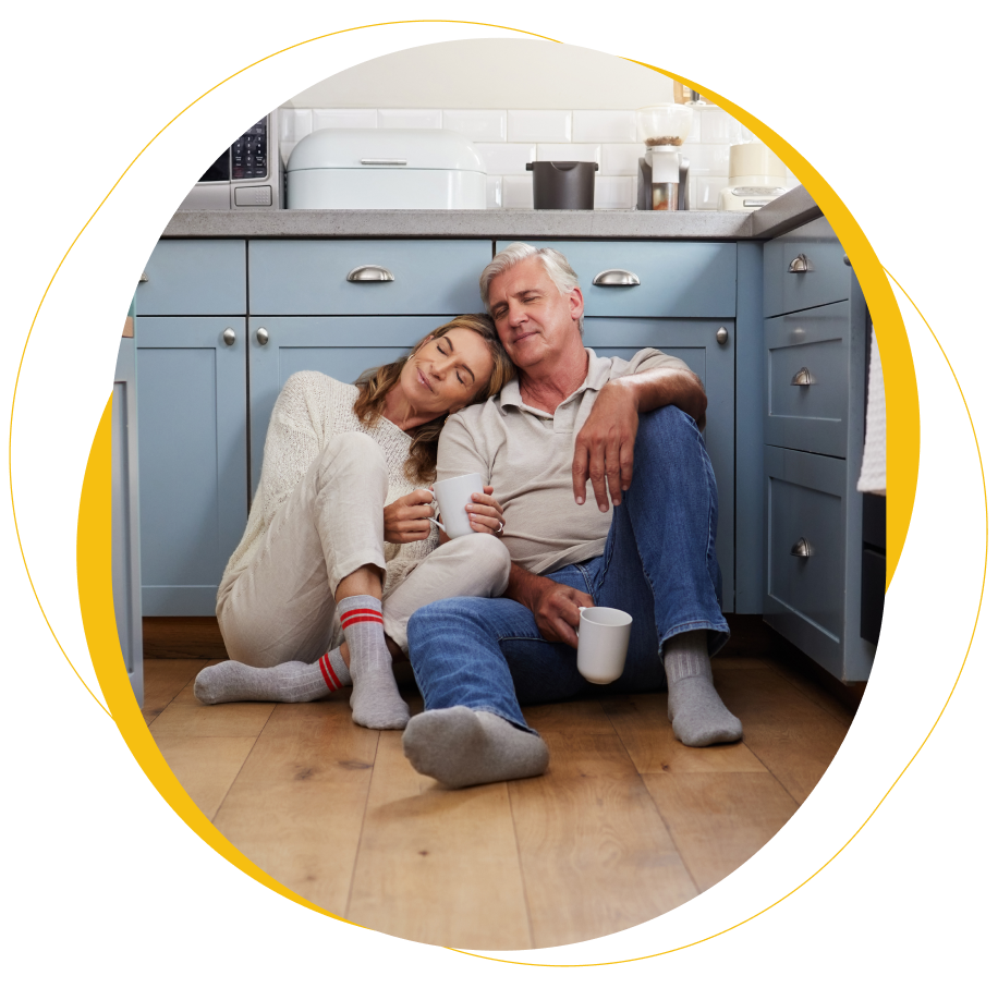 couple sitting in the kitchen